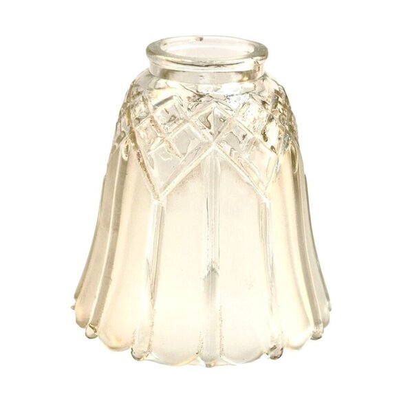 Vintage Clear Glass Lamp Shade With Diamond Cut Design & Fluted Edges - Picture 1 of 7